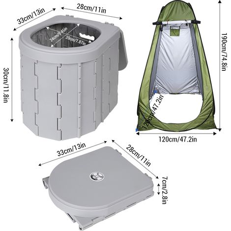 Toilettes portables pour le camping, pratiques, montées sur voiture, pliables, avec tente, voyage, enfants adultes et personnes âgées, pot anti-odeur, antidérapant (1/5)