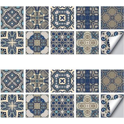 20 pezzi - Adesivi per piastrelle - Piccoli adesivi per piastrelle - Adesivi murali in stile vintage - Adesivi per piastrelle impermeabili - Adesivi per piastrelle autoadesivi - Decorazione per bagno, (1/5)