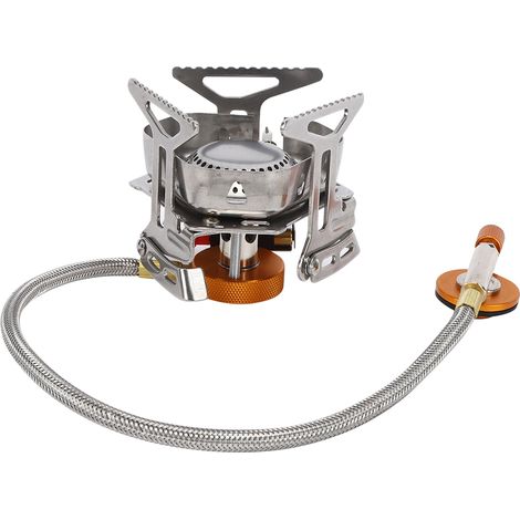 Réchaud à gaz portable d'extérieur en acier inoxydable 304, résistant au vent, pour le camping et la randonnée. (1/5)