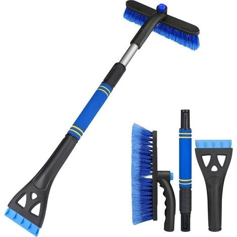 2 en 1 Brosse à Neige, Brosse à Neige Grattoir à Glace Grattoir à Glace pour Voiture, Détachable Racloir à Glace, Outil de Déneigement pour Voiture Camion Automobile SUV, Bleu (1/5)