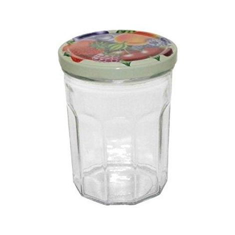 Pack Confitureros Frutales 6 tarros de vidrio 385 ml decorados con frutas
