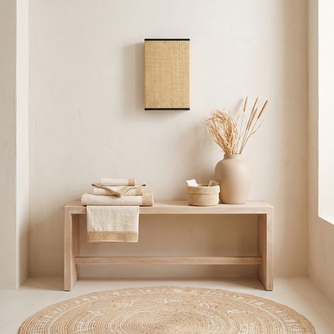 Aplique de Pared en Rafia Beige Cinta Negra  Serie KAINDA (1/5)