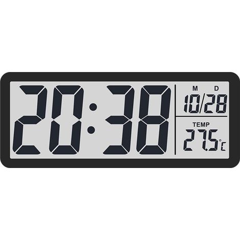 Horloge murale numérique à piles avec grands chiffres affichage de la température et format 12 ou 24 heures pour bureau salon et chambre couleur noire (1/4)