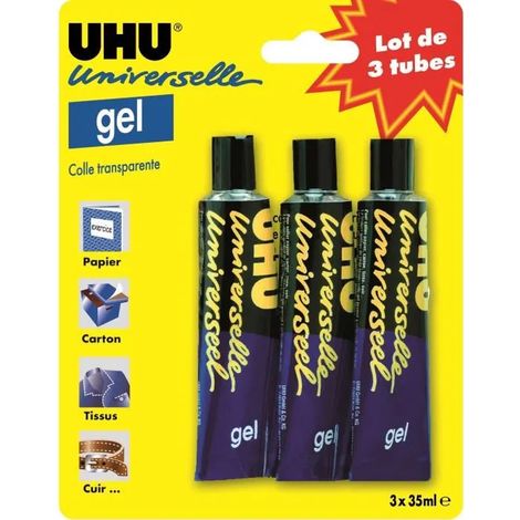 Kleber UHU universal gel glue 3 x 35 ml tropffrei klar