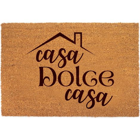 Lupia - Zerbino in fibra di cocco Naturale stampato 40x60 cm CASA DOLCE CASA, Retro antiscivolo, Tappeto ingresso Decorato interno esterno, Antibatterico e Facile da Pulire, Made in Italy