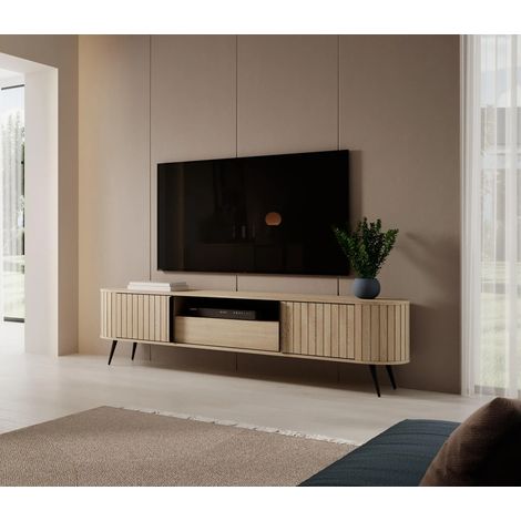 AX LIVING Lowboard Sanremi TV Schiebeschrank Eiche Cremona Braun 196 cm