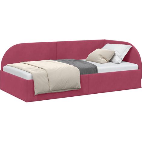 Corner Bed Frame with Headboard Wine Red 90 cm x 190 cm Velvet vidaXL