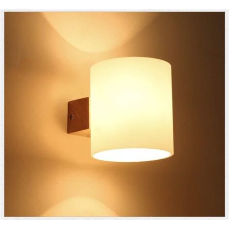 Stoex – Applique murale moderne en bois et verre – Dimensions 14x16 cm – Espace d'éclairage 5-10 m² – Pour salon, chambre, couloir, escalier (1/4)