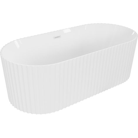 Mexen Paola bañera independiente acanalada 170 x 80 cm, blanco brillo, rebosadero blanco - 52721708000-20 (1/3)