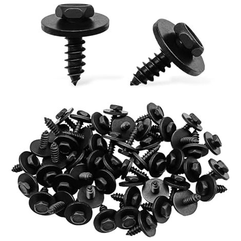 Lot de 50 vis à tête hexagonale M4,8-1,61 x 16 mm compatibles avec BM F01 02 E46 60 63 66 70 71 82 83 E90 Garniture d'arche de roue Revêtement de sol Bouclier anti-éclaboussures 07147129160 (1/4)