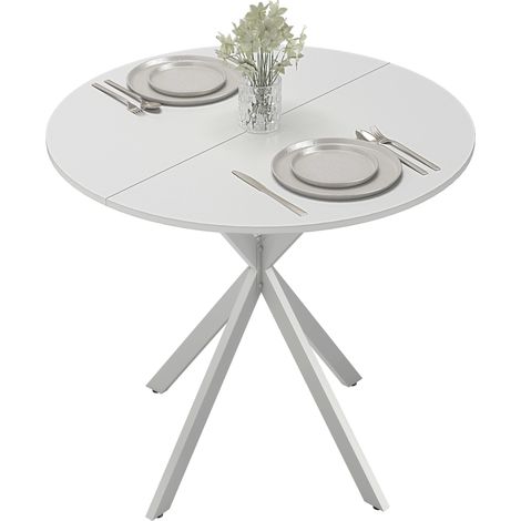 HOMCOM 80cm Round Dining Table, Industrial Kitchen Table with Steel Legs