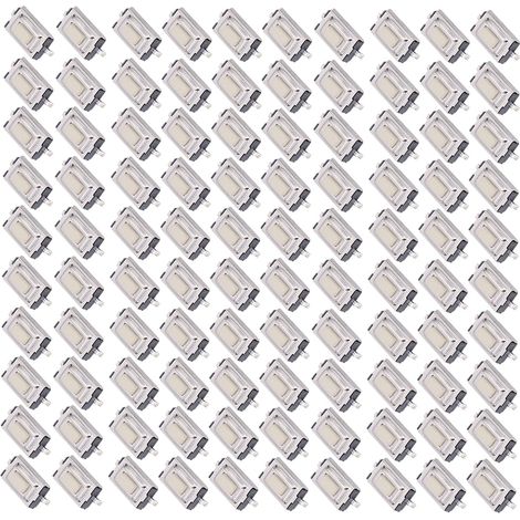 Lot de 100 boutons tactiles momentanés haute sensibilité et réponse rapide, CMS 3 x 6 x 2,5 mm (1/5)