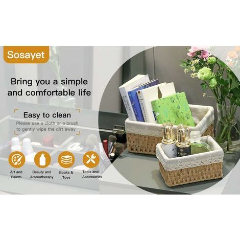 Paniers et boîtes de Rangement Couffin osier deco salle de bain Table à langer Organisateur Chambre d'enfant Boîtes Panier petit lot de 3 en tissé recyclable (1/5)