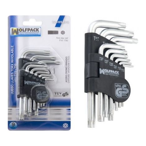 Jeu clés torx « l » 9 pièces inviolables