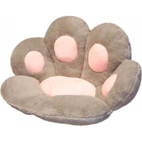 (Gris) 70 x 60 cm, coussin confortable en peluche en forme de patte de chat, coussin de bureau et de chaise, jolie décoration de chambre à coucher (1/4)