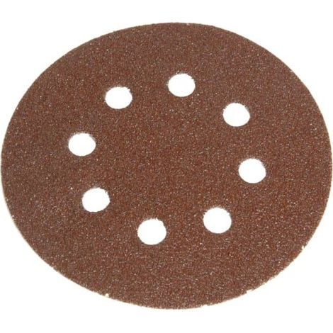 Faithfull Hook & Loop Sanding Disc DID3, 125mm Diameter, 80 Grit, Holed, Pack of 5 (1/2)