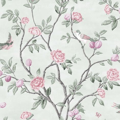 Laura Ashley Eglantine Eau de Nil Vliestapete - 10mx52cm