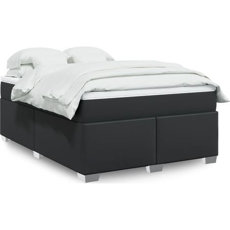 Boxspringbett mit Matratze Schwarz 160x200 cm Kunstleder