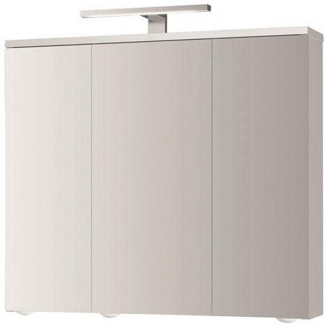 FP – Armoire de toilette LED 3 portes miroir en verre cristal – Inserts en verre réglables – Éclairage A+ pour salle de bain moderne (1/3)