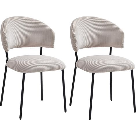 Lot de 2 chaises en velours côtelé et métal noir - Beige - ALAYIS (1/4)