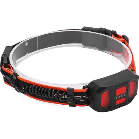 Lampe frontale LED rechargeable USB, étanche, lumière rouge d'avertissement pour le camping et autres activités de plein air. (1/5)