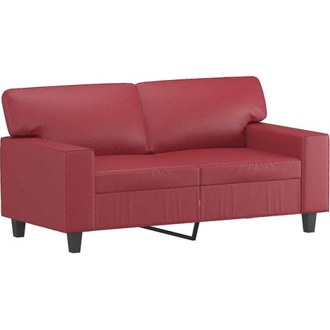 Canapé  Sofa à 2 places Rouge bordeaux 120 cm Similicuir