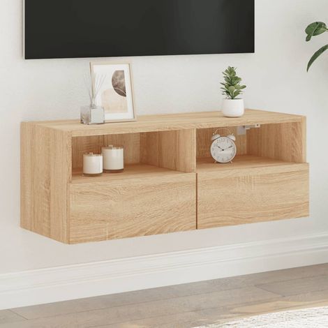 Mueble de pared TV madera ingeniería roble 80x30x30 cm