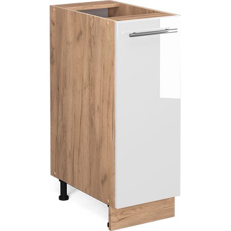 Armadio cucina dispensa alto Fame-Line, Bianco lucido, 30 cm senza piano di lavoro, Vicco