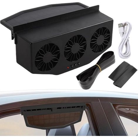 Ventola di scarico per auto 23 x 7 x 11,5 cm, ad energia solare, batteria da 1200 mAh, facile da alimentare, funzione di ricarica USB, per camper, camion e berline (1/5)