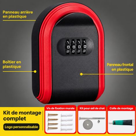 Boîte à clés murale en plastique rouge avec serrure mécanique à code KS826 rouge 13 × 10 × 5,5 cm 195 g – Livraison gratuite