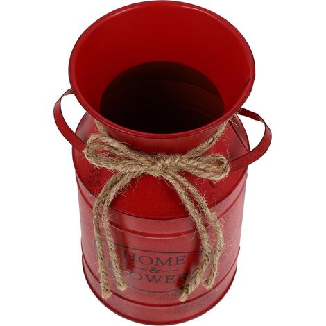 Vase Seau à Fleurs Rétro en Fer Rouge pour Déco Maison Élégante (1/5)