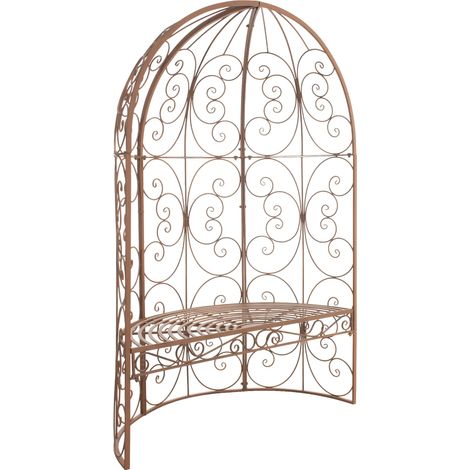 Gazebo semicircolare Rosie con panca antico marrone