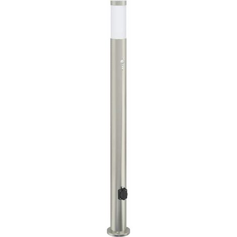 Baliza luminosa con sensor y toma de corriente, 110 cm, acero inoxidable, IP44 vidaXL