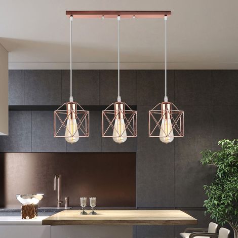 Lustre Suspension Industrielle Vintage Lampe à Suspension Réglable Luminaire Plafonnier Intérieur E27 Ø14CM - Rose (1/5)