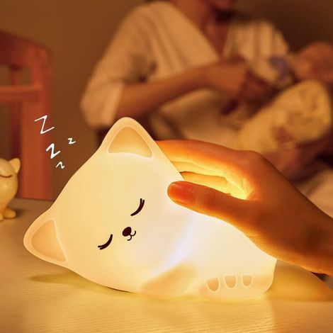 Cat Night Light LED Night Light for Kids Breastfeeding Light Nursery Light Decoration Dimmable USB Silicone Touch Sleeping Light Warm Bedside Lamp Night Light MUMU (1/4)