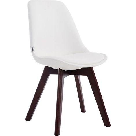 Chaise de salle à manger Manado en similicuir Blanc Noyer