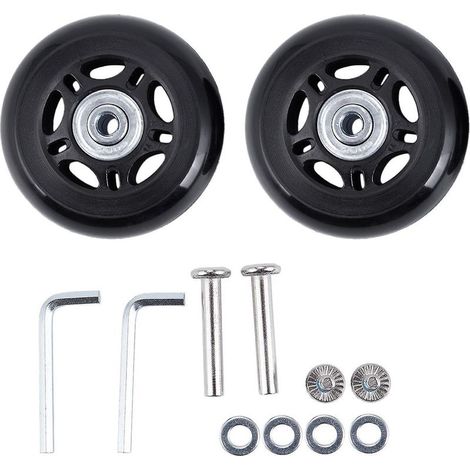 Kit de réparation pour valise (2 roues de rechange, axes et clé inclus), diamètre extérieur 68 mm (1/5)