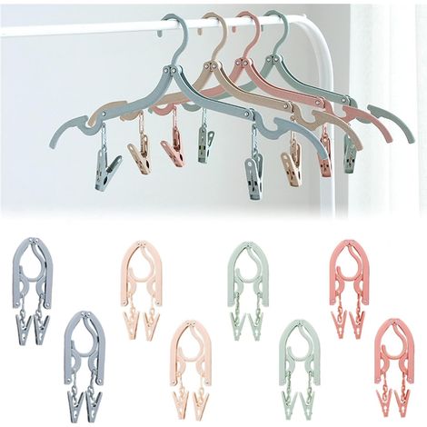 8pcs Cintres Pliables Cintres Voyage Cintres Portables Cintres Antidérapant pour Camping Maison Hôtel Voyage avec Pince (1/2)