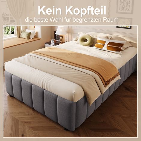 Lit matelassé 90x200, sommier hydraulique, sans dossier ni matelas, gris, coffre de rangement intégré, design moderne, livraison rapide (1/5)