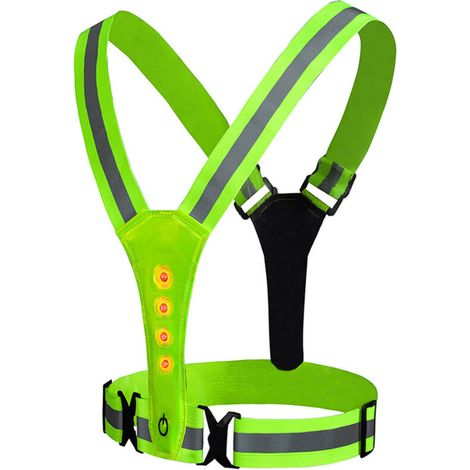 Gilet réfléchissant LED rechargeable USB – Visibilité 360° – 3 modes clignotants – Ajustable pour hommes, femmes et enfants – Résistant à l'eau –