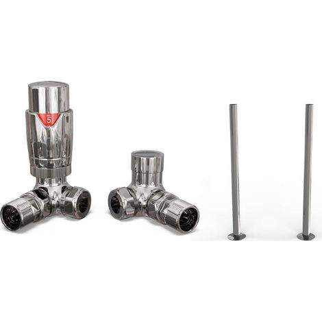 Talus Flair - Thermostatic Radiator Valve & Installation Kit - Chrome Corner 15mm
