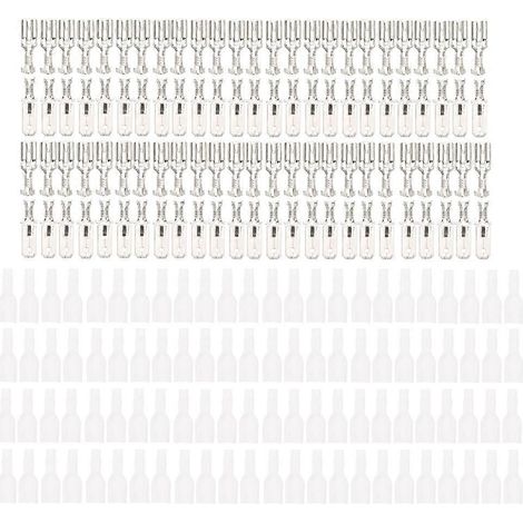 200 connecteurs plats en laiton étamé (6,3 mm) avec gaine isolante