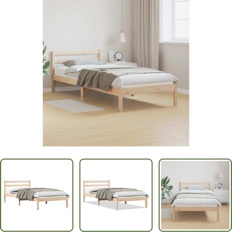 vidaXL Kiefer - Bettrahmen Braun 215,5 x 105,5 x 69,5 cm Massivholz Kiefer (1/5)