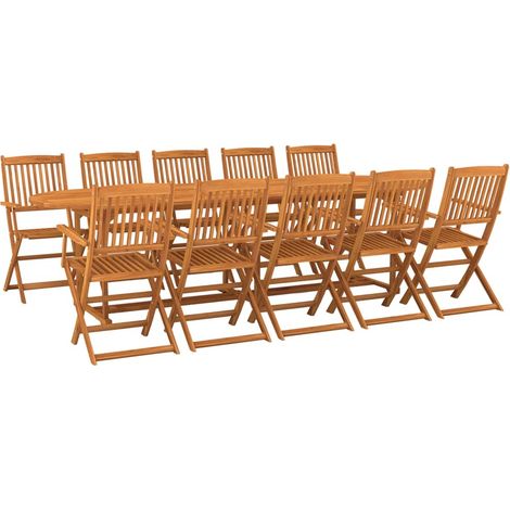 Ensemble Table et Chaise de Jardin Salon de jardin 11 pcs Bois d'acacia massif 67129 (1/5)