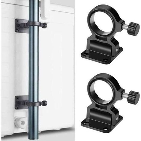 Lot de 2 supports de parasol pliables noir pour canne à pêche, support mural pour parapluie, plage, terrasse, cour, balcon, parc