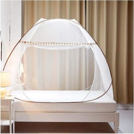 Moustiquaires, auvents de lit, moustiquaires de Voyage Portables, Rideau de Camping Anti-moustiques Pliable Non installable à Une Porte (Curry Clair, 120 cm 200 cm 145 cm) (1/5)