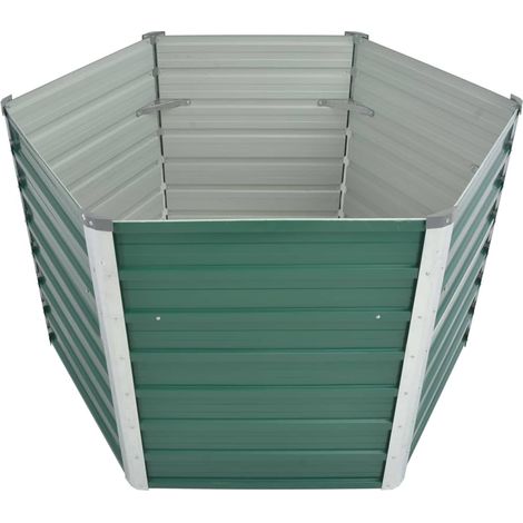 Fioriera rialzata per piante e fiori acciaio zincato 129 x 129 x 77 cm verde 020001090
