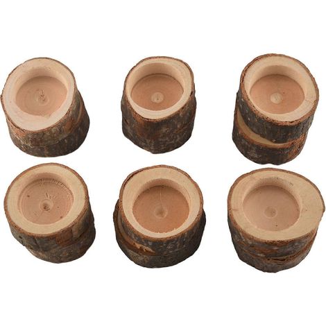 Lot de 12 bougeoirs en bois, pour décoration de table, mariage et intérieur. (1/5)