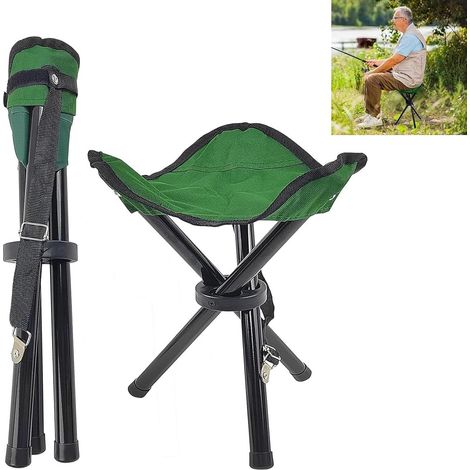 Chaise de pêche pliante pour camping voyage et activités extérieures avec format compact couleur verte (1/5)