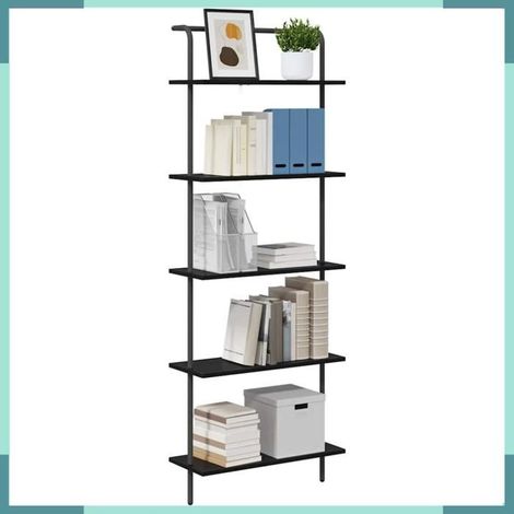Étagère - 879965 - Chêne noir - Bois d'ingénierie - 5 étagères (60 x 24 x 168 cm) (1/5)